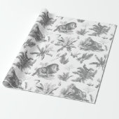 Klassische Elegante Tiere im Wildnis Gray Toile Geschenkpapier (Ungerollt)