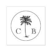 Klassische elegante tropische Palmen Hochzeitmongr Permastempel (Design)