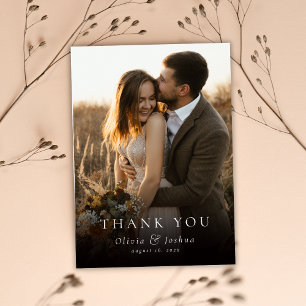 Klassische elegante Typografie Foto-Overlay-Hochze Dankeskarte