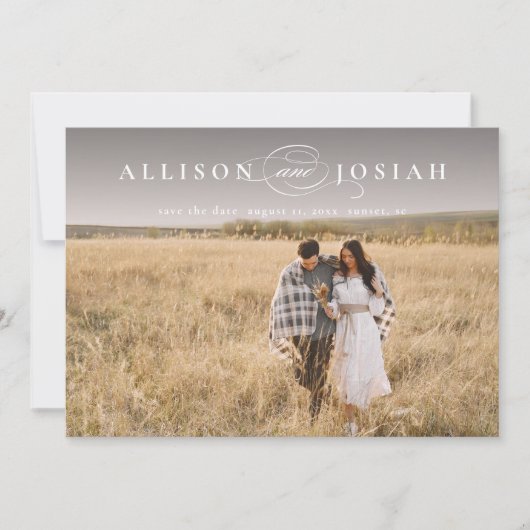 Klassische Elegante Typografy Names Foto Wedding Save The Date (Vorderseite)