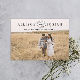Klassische Elegante Typografy Names Foto Wedding Save The Date