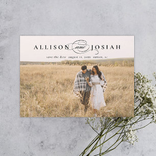 Klassische Elegante Typografy Names Foto Wedding Save The Date