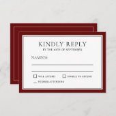 Klassische Elegante UAWG mit Burgundy Edging RSVP Karte (Vorne/Hinten)
