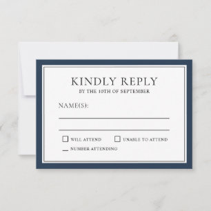 Klassische Elegante UAWG mit Navy Edging RSVP Karte