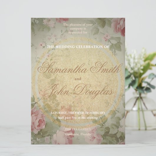 Klassische Elegante Vintag Rosa Rosen Wasserfarbe (Stehend Vorderseite)