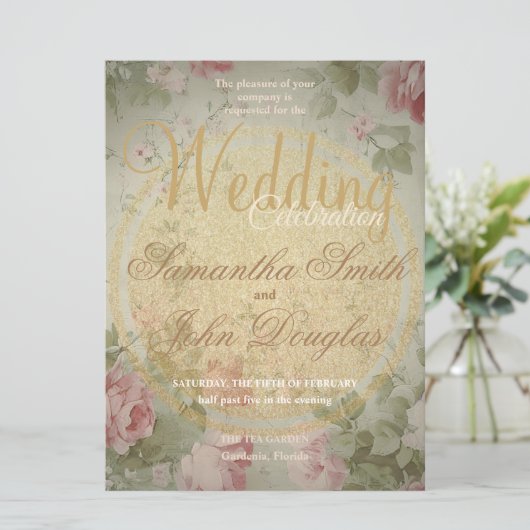 Klassische Elegante Vintag Rosa Rosen Wasserfarbe (Stehend Vorderseite)