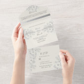 Klassische Elegante Vintage Blumenhochzeit All In One Einladung (Abreißen)