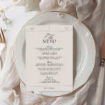 Klassische Elegante Vintage Hochzeit Menükarte<br><div class="desc">Dieses wunderschön gestaltete Menü verleiht Ihrem Hochzeitsempfang eine Touch Vintagen Charmes. Das klassische Label-Design mit seinen aufwändigen Details und der eleganten Typografie verleiht dem Ganzen den Set für ein kulinarisches Erlebnis. Personalisieren Sie die Speisekarte mit Ihrer Auswahl an Geschirr und erstellen Sie nicht nur einen praktischen Leitfaden für Ihre Gäste,...</div>