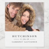 Klassische Elegante Wedding Favor Foto Weinmarken Weinetikett (Einzelnes Label)