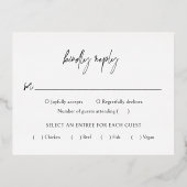 Klassische Elegante Wedding Foil RSVP Card Folie Einladungspostkarte (Rückseite)