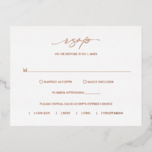 Klassische Elegante Wedding Foil RSVP Card Folie Einladungspostkarte