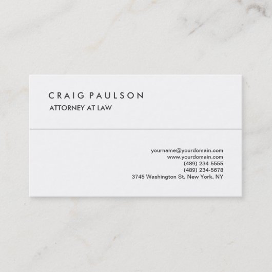 Klassische elegante weiße Berufliche Visitenkarte (Vorderseite)