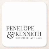 Klassische elegante weiße, einfache Hochzeitsnamen Rechteckiger Pappuntersetzer (Vorderseite)