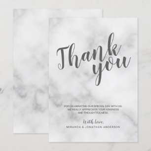 Klassische elegante weiße Hochzeits-Dankeskarte au Einladung