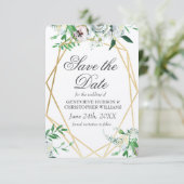 Klassische Elegante, weiße Rose Save the Date Kart (Stehend Vorderseite)