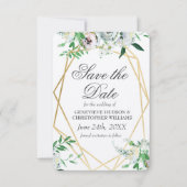 Klassische Elegante, weiße Rose Save the Date Kart (Vorderseite)