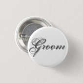 Klassische, elegante, weiße und graue Bräutigtaste Button (Vorne & Hinten)