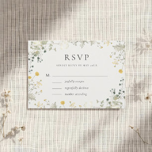 Klassische elegante Wildblumen-Hochzeits-RSVP RSVP Karte