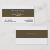 Klassische Eleganz Brown u. Weiß Visitenkarte (Vorne/Hinten)