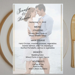 Klassische Eleganz Foto-Doppelseitige Hochzeitsmen Menükarte