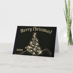 Klassische Eleganz Gold Glanz Sterne Weihnachtsbau Dankeskarte