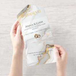 Klassische Eleganz Goldene Hochzeitseinladung All-in-One-Einladung