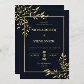 Klassische Eleganz: Hochzeiten in Navy Blue und Go Einladung (Vorne/Hinten)