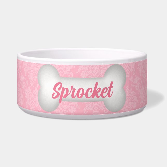 Klassische Eleganz in Rosa für Haustiere Napf (Vorderseite)
