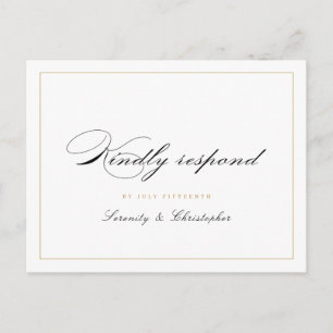 Klassische Eleganz Schrift Einfache Hochzeits-RSVP Einladungspostkarte