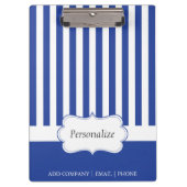 Klassische elektrische blaue Streifen | DIY Text Klemmbrett (Vorderseite)