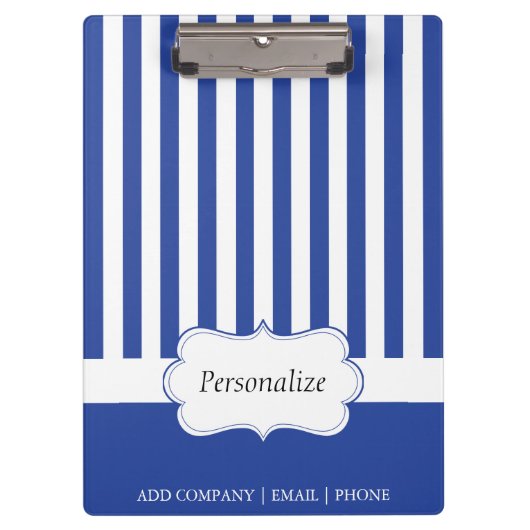 Klassische elektrische blaue Streifen | DIY Text Klemmbrett (Vorderseite)