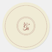 Klassische Elfenbein-Creme-Monogramm-Hochzeitsinit Runder Aufkleber (Vorderseite)