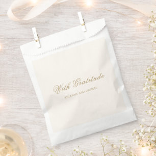 Klassische Elfenbein- und Gold-Timeless-Hochzeit Geschenktütchen