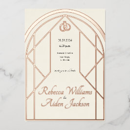 Klassische Elfenbein- und Roségoldfolie-Hochzeitse Folieneinladung