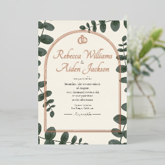 Klassische Elfenbein- und Roségoldfolien-Hochzeit Folieneinladung