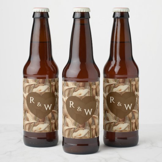 Klassische Elfenbein-Zantedeschien Charme Wildblum Bierflaschenetikett (Flaschen)