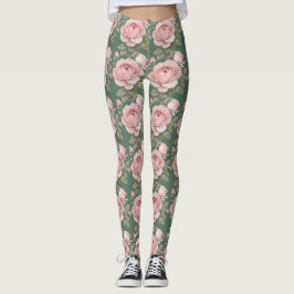 Klassische englische Rosen in Blassrosa Leggings