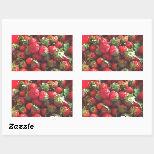 Klassische Erdbeeren Rechteckiger Aufkleber (Blatt)