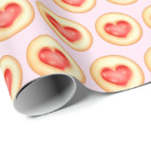 Klassische Erdbeerherz-Thumbprint-Cookies Geschenkpapier (Rolleneckpunkt)