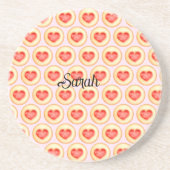 Klassische Erdbeerherz-Thumbprint-Cookies Getränkeuntersetzer (Vorne)