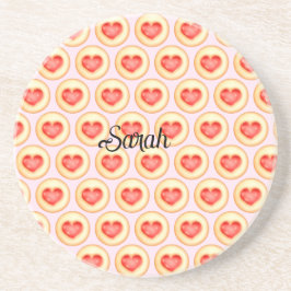 Klassische Erdbeerherz-Thumbprint-Cookies Getränkeuntersetzer