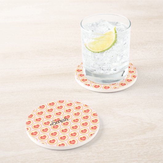 Klassische Erdbeerherz-Thumbprint-Cookies Getränkeuntersetzer (Seite)