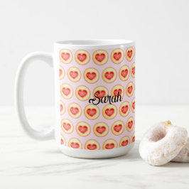 Klassische Erdbeerherz-Thumbprint-Cookies Kaffeetasse