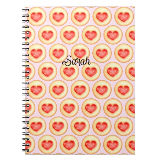 Klassische Erdbeerherz-Thumbprint-Cookies Notizblock (Vorderseite)