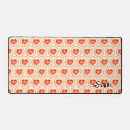 Klassische Erdbeerherz-Thumbprint-Cookies Schreibtischunterlage