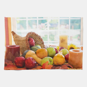 Klassische Erntetisch-Danksagung Cornucopia Geschirrtuch