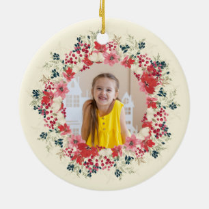 klassische erste Weihnachten botanisches 2 Foto Keramik Ornament