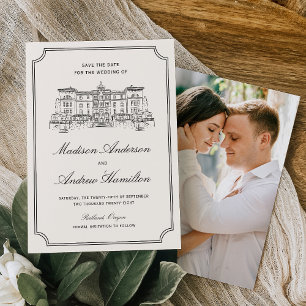 Klassische Estate-Illustrations-Foto-Hochzeit Save The Date
