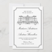 Klassische Estate-Illustrations-Hochzeit Save The Date (Vorderseite)