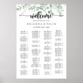 Klassische Eukalyptus-Alphabetische Sitzkarte Poster (Vorne)